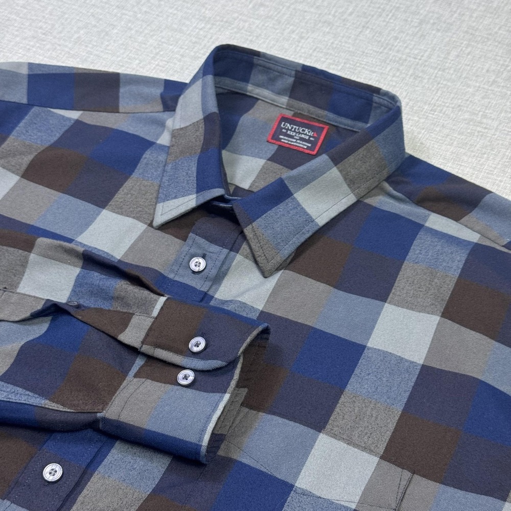 UNTUCKit Button Shirt Mens 3XLT Multicolor Check Long Sleeve Polyester Elastane